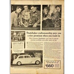 Studebaker "Pays Nice Premium when you Trade-in"" Vintage Print Ad 1940-41